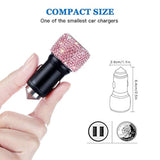 Dual Usb Car Charger, Car Adapter Bling Bling Rhinestones Crystal Car Decorations For Fast Charging Car Decors For Iphone Xs Max X Plus, Ipad Pro/Mini, Samsung