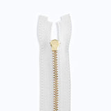14" Brass Jacket Zipper White 14 Inch Zip For Sewing Craft