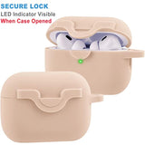 Airpods Pro 2 Case with Cute Bling Keychain, Secure Lock Case for Women Girls - Milk Tea