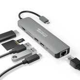 7-In-1 Usb C Hub Multiport Adapter With Ethernet - Compatible With Mac, Window