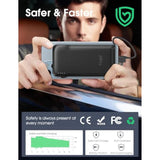 10000Mah Portable Charger With Built-In Ac Wall Plug And Cables, Ultra Slim Usb C Power Bank External Battery Pack Compatible With Iphone And Android Phones