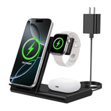 Charging Station For Multiple Devices Apple, Foldable 3 In 1 Wireless Charger For Iphone 16/15/14/13/12/Pro/Max/Plus, Apple Watch 10/9/Ultra/8/7/6/5/4/3/2/Se & Airpods 4/3/2/Pro (Black)