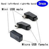 Mini Usb To Micro Usb Adapter, Usb 2.0 Adapter Plug, 90 Degree Left And Right
