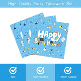 96Pcs Blue Dog Birthday Party Supplies Set For 24 Guests Happy Birthday Dessert Plates Lunch Plates Napkins Disposable Tableware Party Kit For Boys Kids