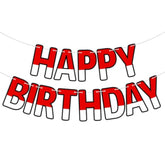 Cartoon Red And White Birthday Banner, Cartoon Animation Theme Birthday Decorations Happy Birthday Letters Garland Sign For Home Wall Door Window Parties Hanging Bunting Decor