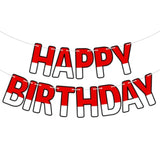 Cartoon Red And White Birthday Banner, Cartoon Animation Theme Birthday Decorations Happy Birthday Letters Garland Sign For Home Wall Door Window Parties Hanging Bunting Decor