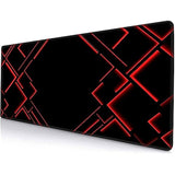 Large Mouse Pad Gaming, Black Extended Mousepad With Stitched Edges, Non-Slip Rubber Base Keyboard Mouse Mat Desk Pad For Work, Game, Office, Home, 31.5 X 11.8 In, Red Ray