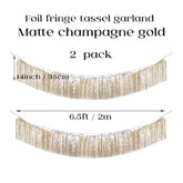 Premium Fringe Tinsel Garland For Party Decorations Foil Metallic Tassels Banner Party Streamers For Birthday Wedding Graduation Christmas Home Decor (Matte Champagne Gold)