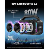 Speakers Bluetooth Wireless: 80W(Peak) Loud Speaker With Bass, 20H Playtime, Ipx6 Waterproof, Large Jobsite Speakers For Work, Outdoor, Workshop, Garage, Portable Speaker With Tws (Black)