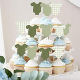 Green Bodysuit Cake Topper Gingham Baby Shower Decoration Girl Boy/Girl Theme