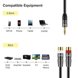 3.5 Mm To Dual Rca Audio Cable, Heavy Duty 3.5Mm Male To 2 Rca Female Gold Plated Copper Shell Stereo Audio Adapter Cable, 1 Feet