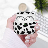 Silicone Cow Airpods 4 Case 2024, Case Cover With Cleaner Kit For Apple Airpods 4Th Generation Floral Print Soft Flexible Cover For Air Pod 4Th Women Girls, Skin With Keychain - Black Cow