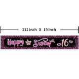 Happy Sweet 16 Birthday Banner Backdrop, Sweet Sixteen Birthday Yard S