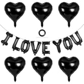16 Inch Black I Love You Letter Balloons,18 Inch Heart Balloons Valentines Day Balloon, Love Foil Balloon Banner For Valentines Wedding Engagement Galentines Day Bridal Shower Decor