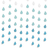 24 Strings Blue Raindrop Garland – Hanging Paper Rain Decorations for Baby Showers & Parties