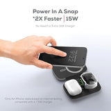 Teton 3 In 1 Wireless Charger With 5000Mah Power Bank,15W Qi2 Foldable Wireless Charging Station For Multiple Devices,Magsafe Travel Charger Stand For Iphone 16/15/14/13 Apple Watch & Airpods