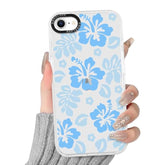 Clear Hibiscus Flower Case For Iphone 7/8 / Se 2020 / Se 2022 4.7", Cute Preppy Floral Pattern Aesthetic Design Soft Anti-Yellow Protective Shockproof Tpu Phone Cover For Women Girls - Blue