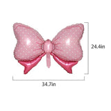 36 Inch Huge Pink Bow Foil Balloon Bowtie Decor for Baby Shower, Wedding, or Party