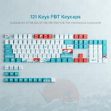 Xvx Pbt Keycaps And Japanese Sea Wave Large Mouse Pad Combo, 121 Keys Coral Sea Custom Key Caps, Extended Kanagawa Mat Desk Pad, Keycaps 75 Percent Dye Sub And Kanagawa Mice Pad (27.6''X11.8'') Kit
