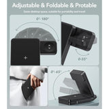 Foldable Wireless Charger For Samsung, 3 In 1 Fast Samsung Charging Station For S25 Ultra S24/S23/S22/Z Fold 7/6/Z Flip/Note, Rotatable Samsung Watch Charger For Galaxy Ultra/8/7/6, Galaxy Buds, Black