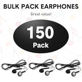 150 Packs Earphones With 3.5 Mm Headphone Plug Earbud And In Ear Headphones Bl