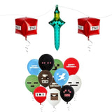 21 Pcs Pixel Happy Birthday Party Balloons, Video Game Theme Decorations
