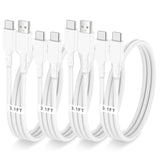 4-Pack 60W Fast Charging Cables USB & USB-C White 3.1ft
