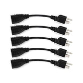 Sewell 6-Inch Power Extension Cable, 5-Pack, Outlet Saver, 18 AWG