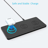 Wireless Charging Pad, Ultra-Slim Triple Charger Station For Multiple 3 Devices & New Airpods Ultra Slim Pu Leather Wireless Charging Mat W/Ac Adapter For Smartphone Phone (Black)