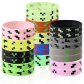 26Pcs Pixel Theme Party Favors, 2 Pattern Style 13 Color Pixel Theme Silicone Wristbands Glow In The Dark Wristbands For Themed Kids Birthday Party Decorations Supplies(Luminous 8, Regular 18)