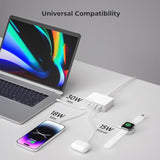 65W Usb C Charger Block, Gan Fast Charging Station Hub, 4-Ports Usb C And Usb A Multiport Desktop Charger Adapter Plug Cube With 6Ft Ac Cable For Iphone 15 Pro Max/Ipad/Galaxy/Tablet And More