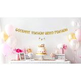 Goodbye Tension Hello Pension Gold Glitter Banner Retirement Party Supplies