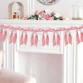 1 Pcs Pink Bow Garland Banner Decorations, Pre-String Satin Ribbon Party Decor, 'She'S Tying The Knot' Bow Garland For Coquette Bridal Shower Wedding Bachelorette Birthday Baby Shower Party Supplies