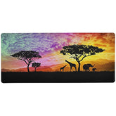 Africa Safari Giraffes And Elephants Large Gaming Mouse Pad With Non-Slip Rubber Base,Stitched Edge,Decorate Desk Mat For Laptop,Computer, Wristing Pad For Gamer,Office & Home