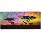 Africa Safari Giraffes And Elephants Large Gaming Mouse Pad With Non-Slip Rubber Base,Stitched Edge,Decorate Desk Mat For Laptop,Computer, Wristing Pad For Gamer,Office & Home