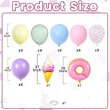 Pastel Balloons, 12 Inch Macaron Pink Purple Yellow Green Blue Confetti Balloons With Donut And Ice Cream Foil Balloon For Gilrs Easter Sweet Birthday Party Rainbow Baby Shower Decorations