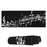 Laptop Mouse Pad Music Symbol Notes On Black Desk Mat With Stitched Edges 31.5X 11.8 Inch Non-Slip Large Keyboard Rubber Writing Table Mat For Office Home