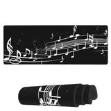 Laptop Mouse Pad Music Symbol Notes On Black Desk Mat With Stitched Edges 31.5X 11.8 Inch Non-Slip Large Keyboard Rubber Writing Table Mat For Office Home