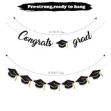 Graduation Decorations Class Of 2025 Party Supplies - Congrats Grad Banner And Graduation Cap Banner (Pre-Strung)