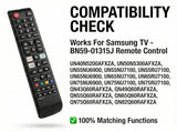 BN59-01315J Replacement Remote for Smart TV No Setup Required with Hotkeys for Netflix for Prime Video for Plus TV and AAA*2