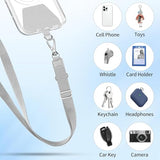 Phone Lanyard, 2× Adjustable Phone Neck Strap, 4 × Phone Patches, Universal Multifuctional Cell Phone Lanyards Compatible With Most Smartphones, Black Grey