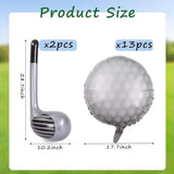 15Pcs Golf Balloons Sports Party Decor with 13pcs 18-Inch Balloons & 2 Golf Clubs