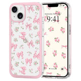 For Iphone 14 Case/Iphone 13 Case For Women Girls, Clear Cute Ribbon Bowknot Pattern Aesthetic Bow Design Transparent Slim Soft Tpu Shockproof Protective Phone Case For Iphone 14/13, Rose Bow
