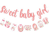 2pcs Rose Gold Glitter Baby Girl Banner β Pre-Strung Baby Shower Decor