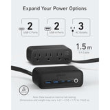 Anker 525 Charging Station, 7-in-1 USB C Power Strip for iphone13/14, 5ft Extension Cord with 3AC,2USB A,2USB C,Max 65W Power Delivery Desktop Accessory for MacBook Pro, Home, Office (Phantom Black)