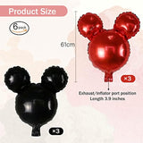 Mouse Party Balloons,6 Pcs Punch Balloons For Baby Shower, Minnie Party,Girls Party Kids Birthday Theme Party Decoration Supplies,24" Black Red Aluminum Foil Balloons (6Pcs)