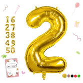 40 Inch Number Balloon 0-9 Gold Large Number 2 Balloons,Digital Balloons For Birthday Party Celebration Decorations Supplies, Helium Foil Number Balloons For Wedding Anniversary