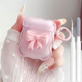 Cute Airpods 2/1 Generation Clear Case, Girly 3D Bow Design Soft Tpu Protective Shockproof Kawaii Apple Ipod 2Nd/1St Generation Cover With Cleaner Kit & Keychain Girls Women - Pink Bow