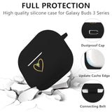 Compatible With Samsung Galaxy Buds 3 Pro And Galaxy Buds 3 (2024), Soft Silicone Case With Gold Heart Pattern With Cute Butterfly Keychain For Girls Women (Black)