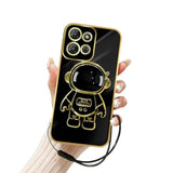 For Motorola Moto G Power 5G 2025 Case (6.8-Inch), With Astronaut Hidden Stand Kickstand 6D Design Cover - Black